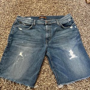 Mens denim distressed shorts
